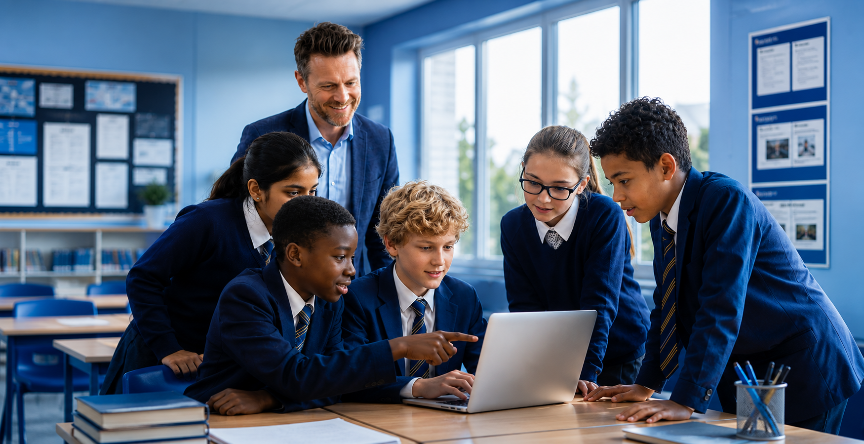 Students using technology in the classroom