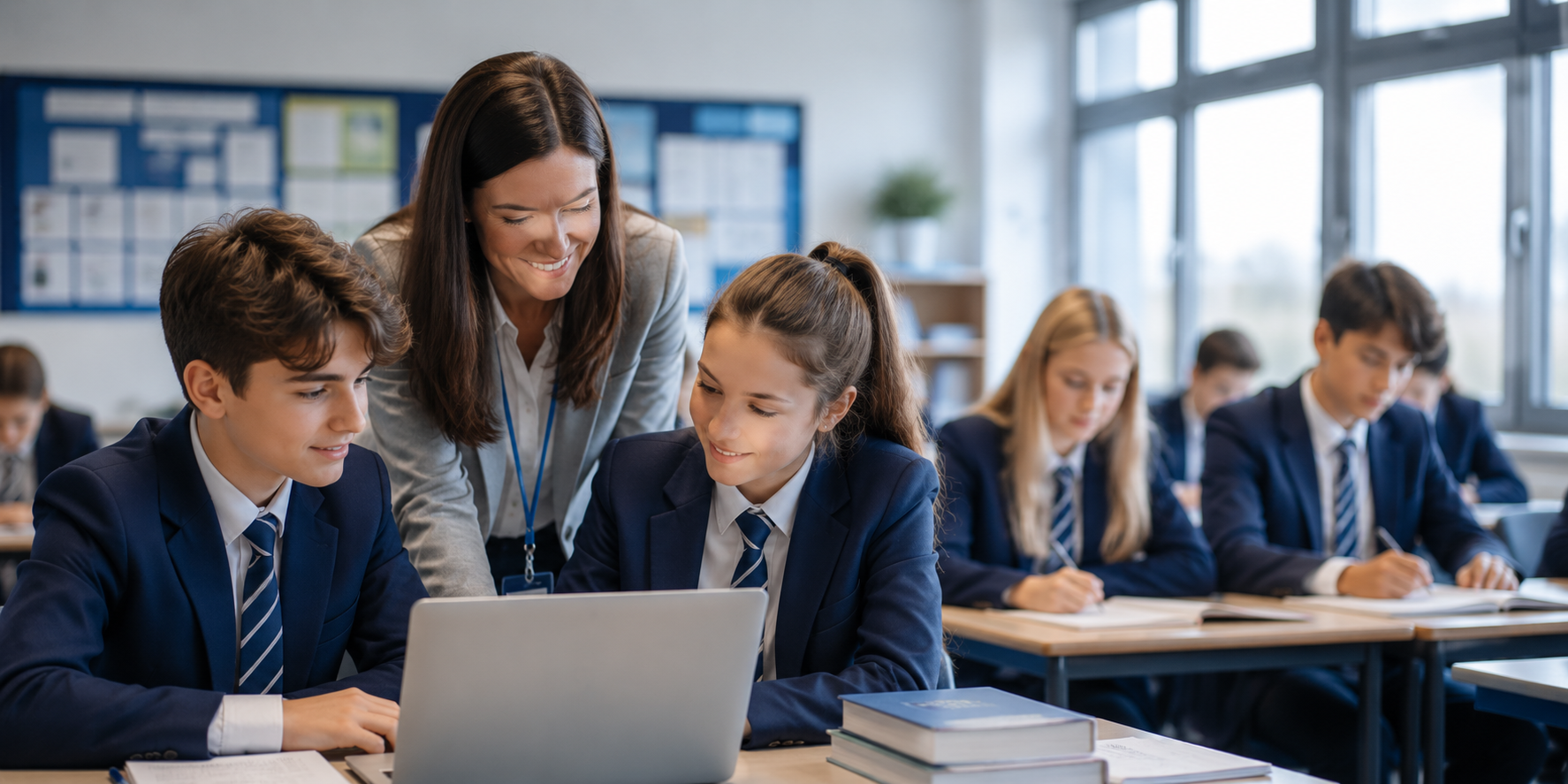 Students using technology in the classroom