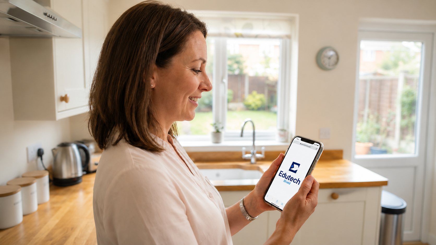 Parent and child browsing school-approved devices on the Edutech Select platform