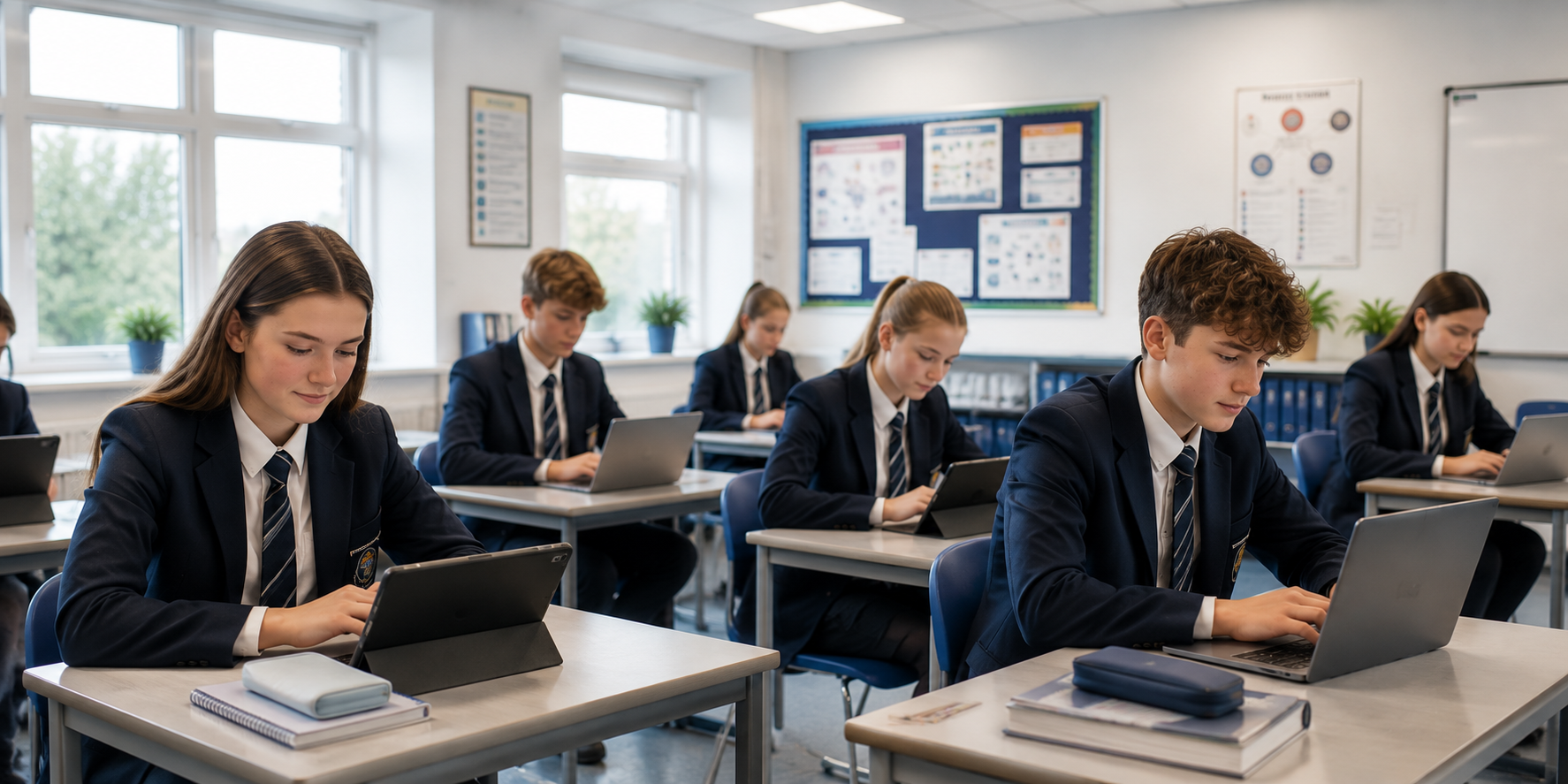 Classroom devices being used as part of a school technology programme